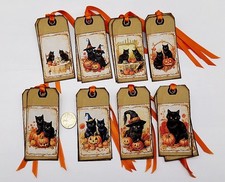 16-Halloween-Fall-Black Cat-Ephemera-Junk Journal-Gift-Hang-Tags