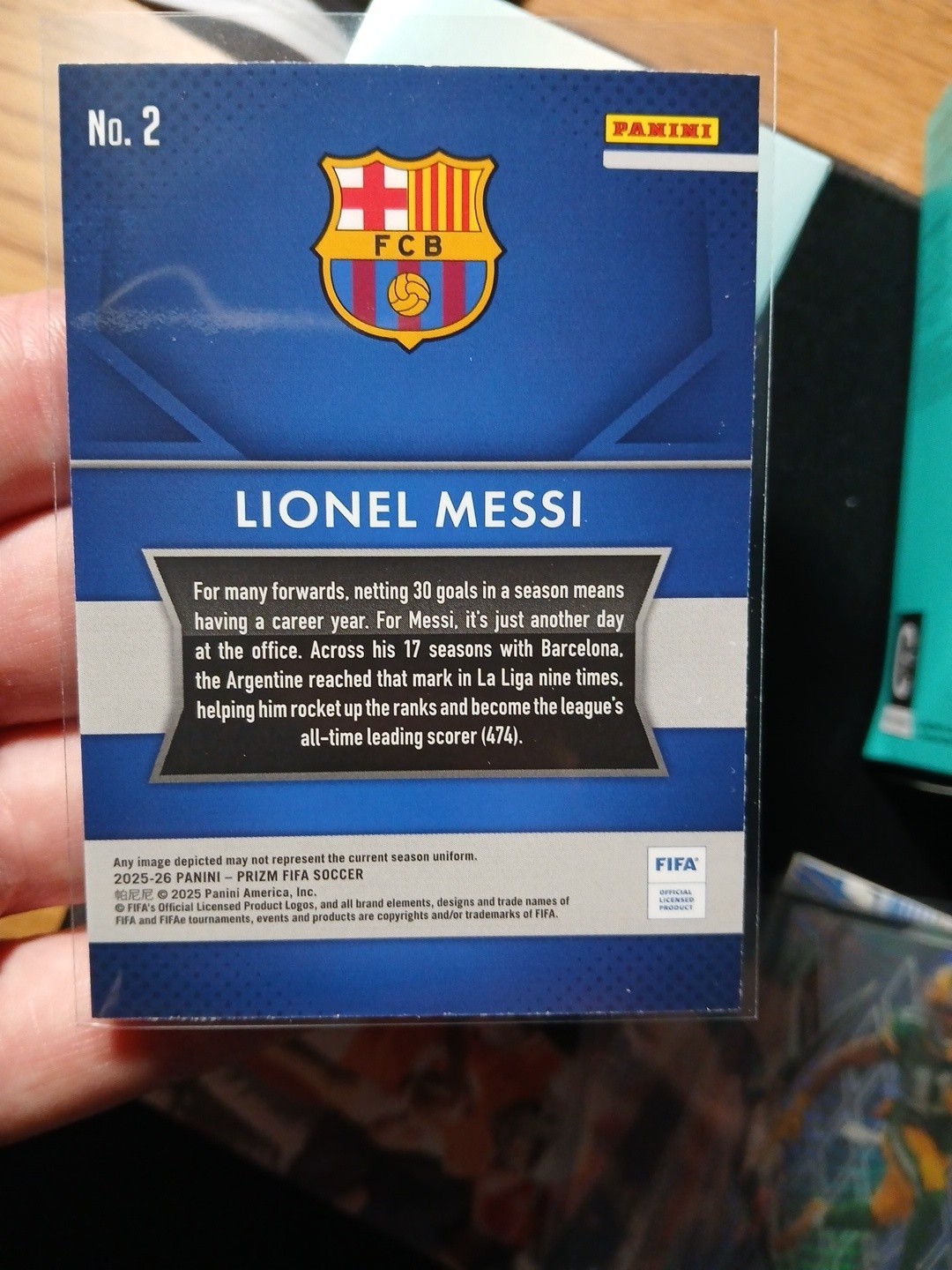 2025-26 Panini Prizm FIFA Lionel Messi Silver Prizm #2 FC Barcelona Argentina view 4
