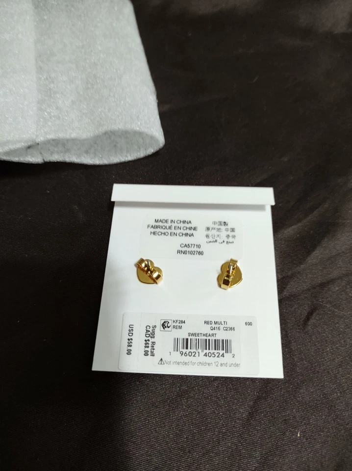 Kate Spade Pink Zirconia Framed Heart Stud Earrings & KS Dust Bag ($58 MSRP) - Image 3 of 3