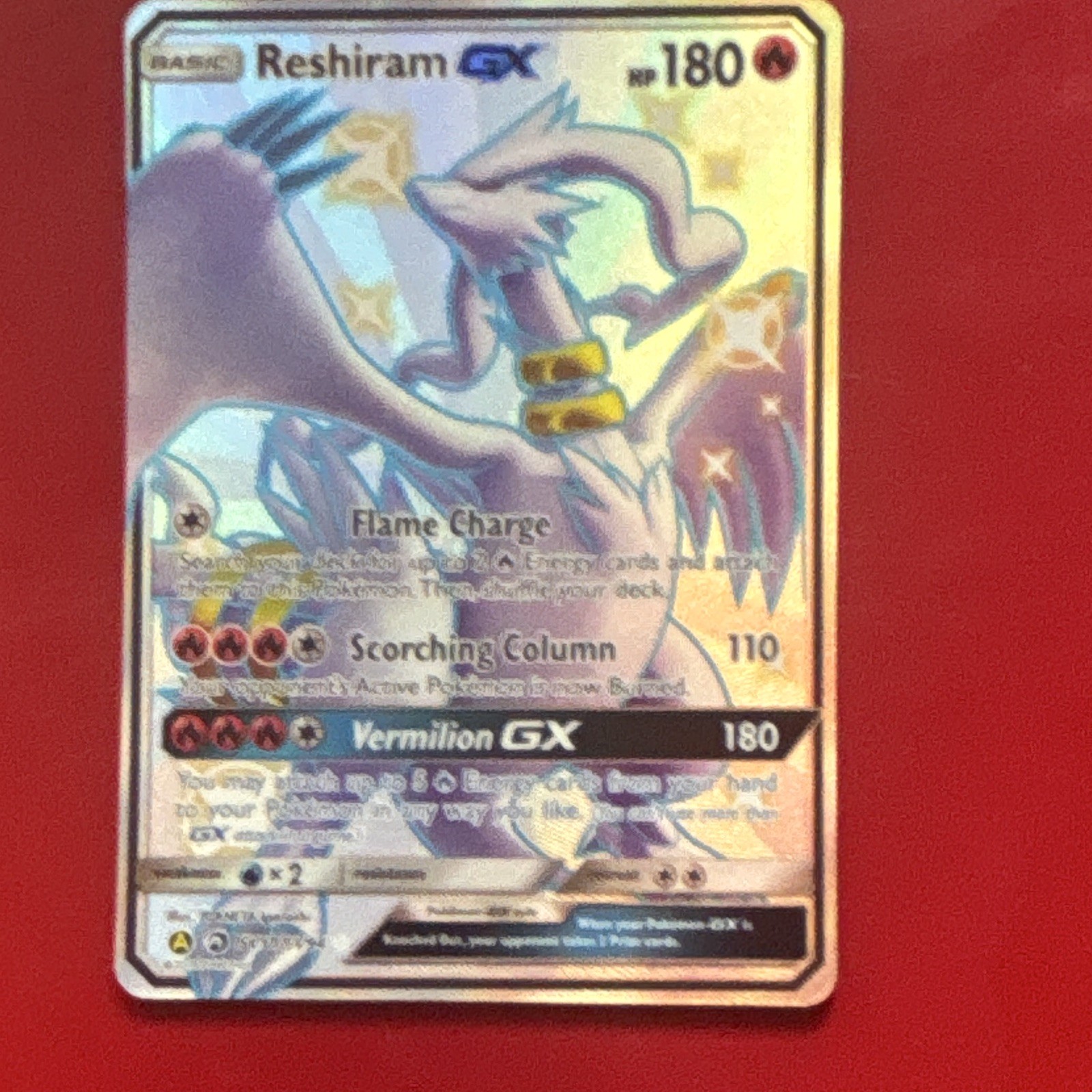 Pokemon Company Reshiram GX SV51/SV94 Hidden Fates Shiny Vault Holo 180 HP