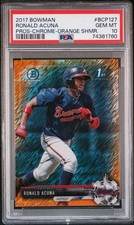 2017 Bowman Chrome Prospects Orange Shimmer Ronald Acuna Jr. #BCP127 /25 PSA 10