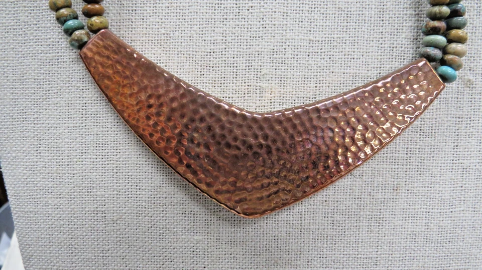 Collar Colgante Jay King DTR Cobre Martillado Doble Hilo Turquesa 18" con ext Foto 4 de 4