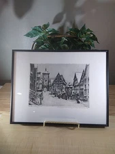 Original Paul Geissler Rothenburg O.J Etching 9.5 X 7 Print Signed Framed 16x12