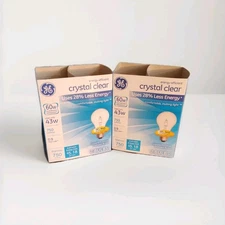 2 Pack Old Style GE Crystal Clear 60W (Uses 43W) A19 Bulbs (4 Bulbs)