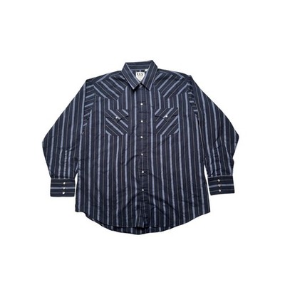 Ely Cattleman Western Shirt Mens XL Black Blue Stripe Long Sleeve Pearl Snap