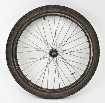 Mongoose Front Wheel Tire Heat Treated Aluminum Black w/ Kenda Red Line USED