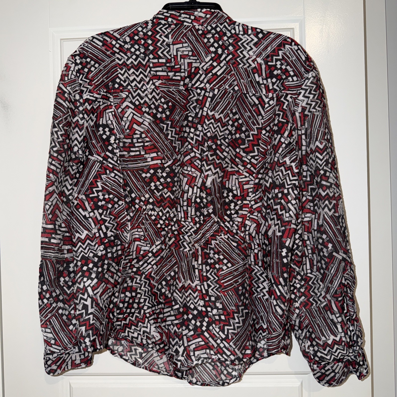 Ruby Rd  Women's Button Front Sheer Blouse Red Bl… - image 2