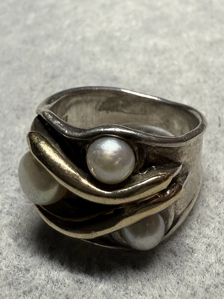 Anillo Perla Hagit Gorali, Oro Amarillo 14K, Plata de Ley 925 Foto 4 de 4