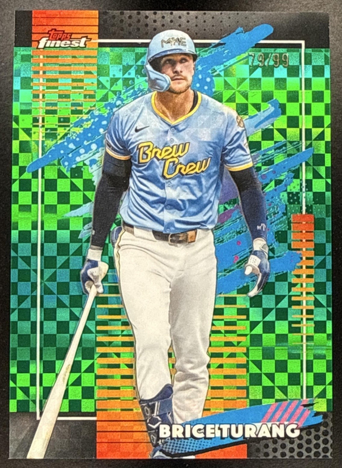 2026 Topps Finest Brice Turang #186 Uncommon Green X-Fractor /99