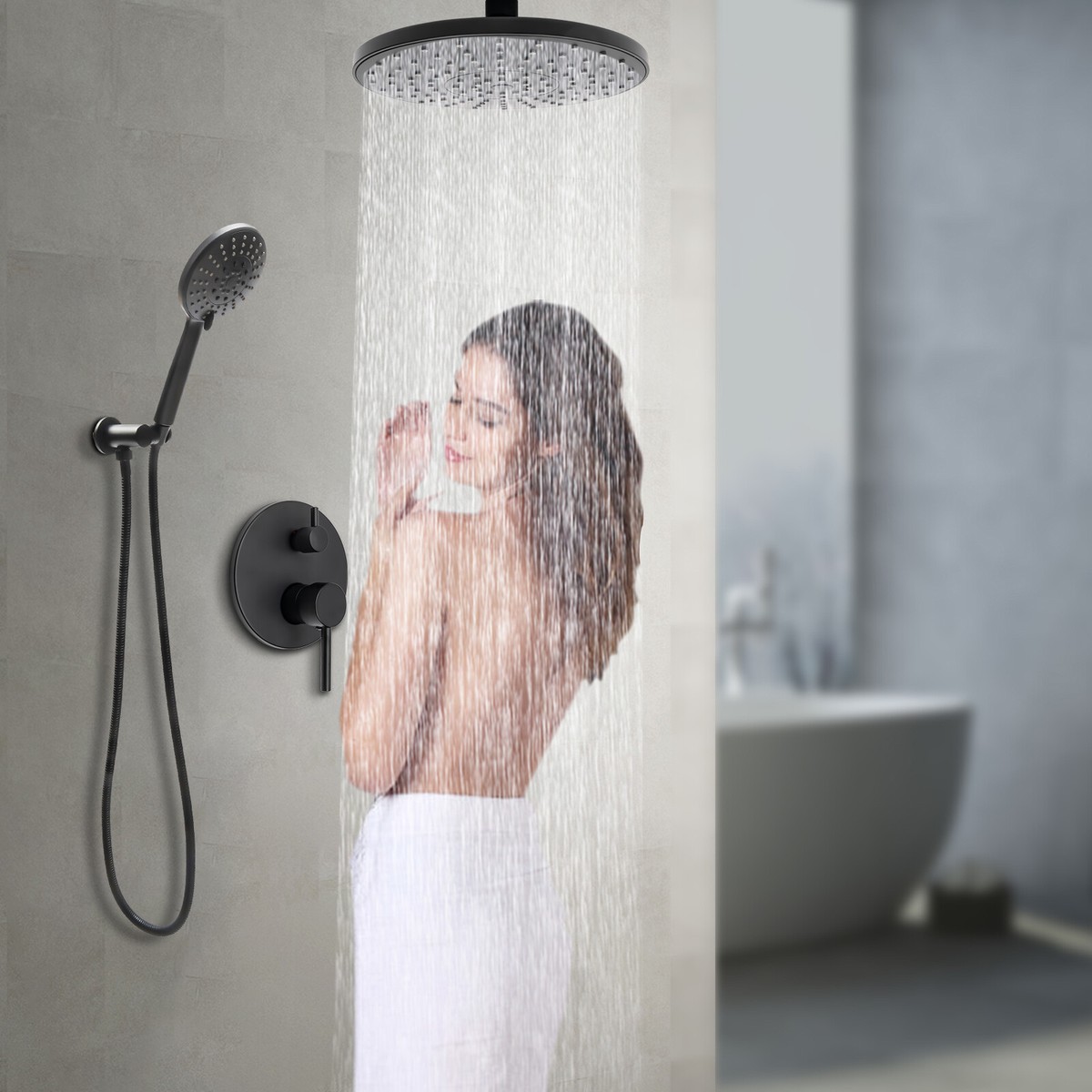 Ceiling Mounted Shower Head With Handheld | Shelly Lighting