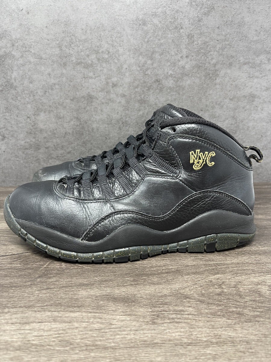 Air Jordan 10 Retro Size 8.5 Mens NYC Black Gold Nike 310805