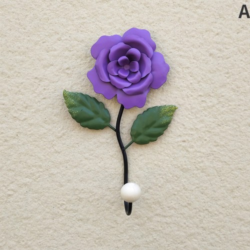 Metal Rose Flower Wall Hook Hanger Door Key Bag Hat Clothes Hanging Home Decor - Afbeelding 1 van 13