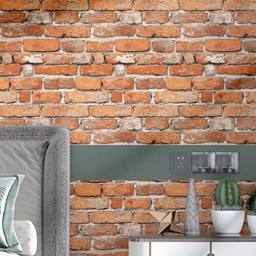 Vintage Brick Peel & Stick Wallpaper 3D Wall Self-Adhesive Vinyl 17.7" x 197" - Picture 3 of 7