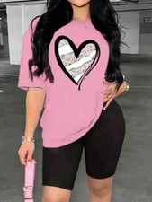 NEW in PKG Printed Round Neck T-Shirt And short Set large 8-10