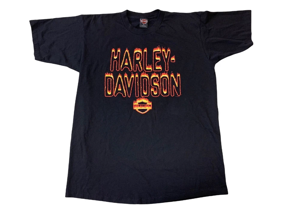 Vintage 90s Harley Davidson T-Shirt XL Biker Fire Flame Devil
