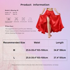 Womens Belly Dance Satin Skirt Swing Ruffle Stage Cosplay Solid Color Costume