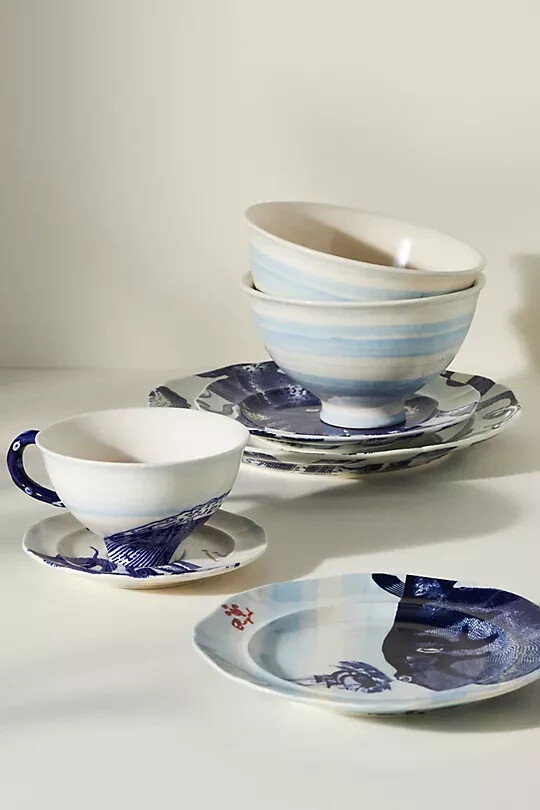 Anthropologie From the Deep SET 4 Salad Dessert Plates 8
