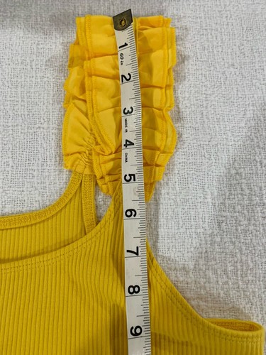 J Crew Ruffle Sleeved Tank Women Large Canary Yellow Top - Picture 8 of 8