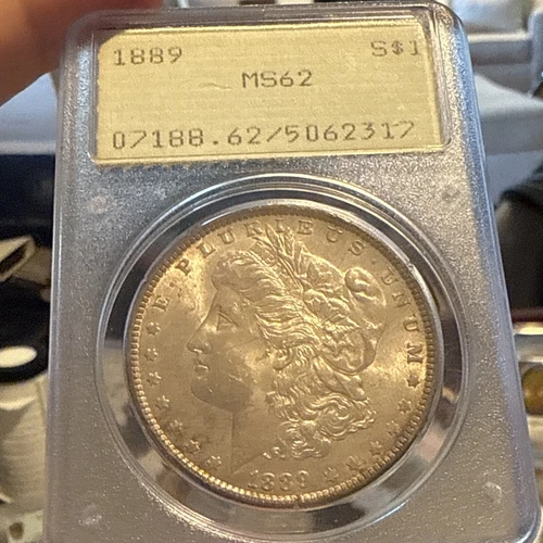 1889 Morgan Silver Dollar PCGS MS 62 Naturally Toned OGH rattler Under Graded!