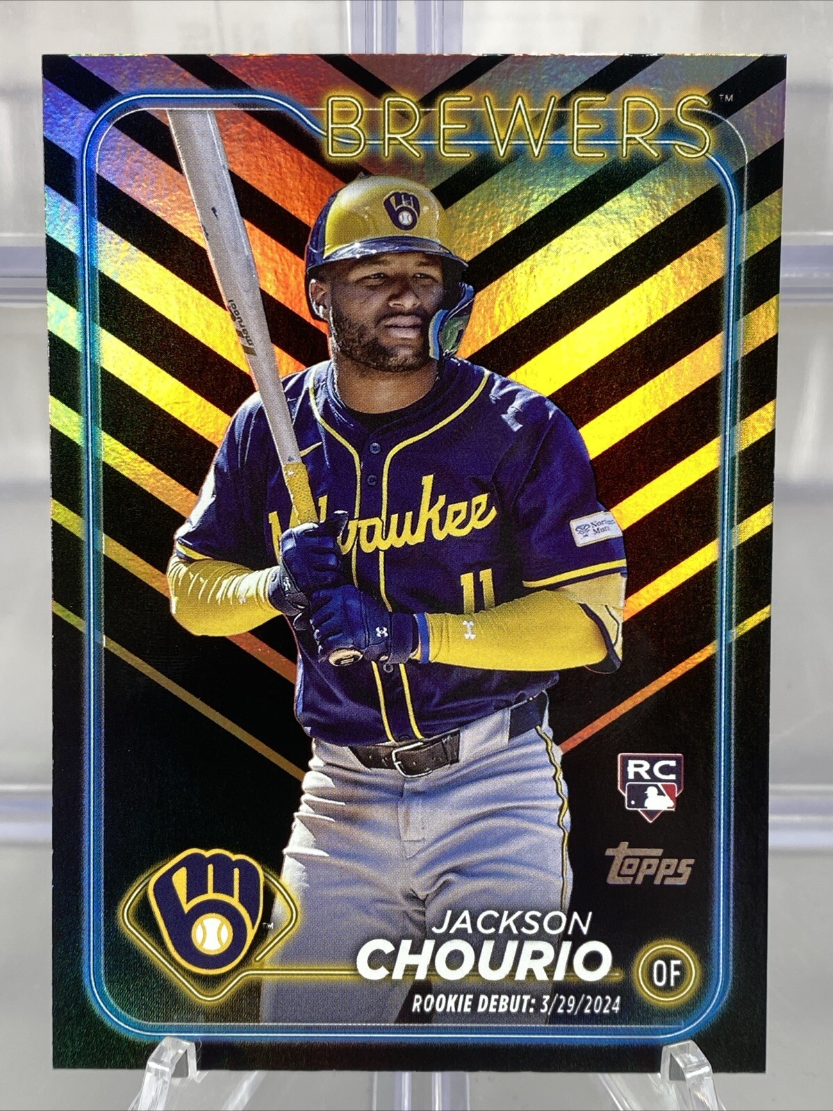 2024 Topps Update JACKSON CHOURIO Holiday Foil Orange & Black Rookie Debut RC