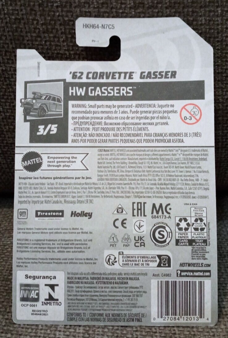Miniature Hot Wheels Corvette Gasser 1962 Rouge - Échelle 1/64, Série Mainline 2023 #3/5, Neuve