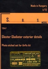 SBS Models 1/72 GLOSTER GLADIATOR EXTERIOR DETAILS Photo Etch Set