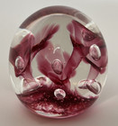 Joe Rice Cranberry Trumpet Magnum Paperweight signed