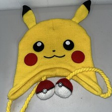 2015 Pokemon Pikachu Beanie Hat Nintendo Tassels Pok  Ball One Size Fits Most