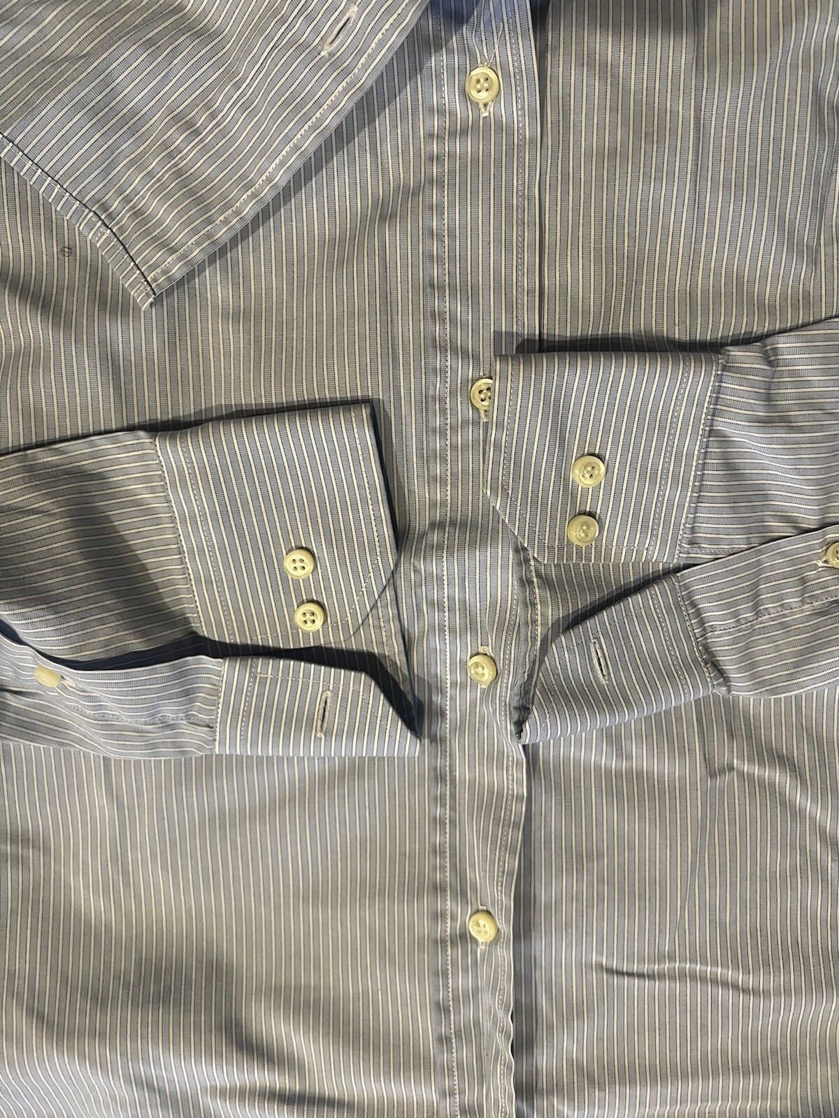 Camicia Yves Saint Laurent YSL da uomo 15 5 39 blu bianco a righe bottoni camicia abito