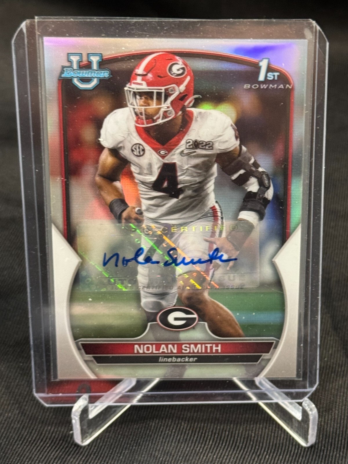 2022 BOWMAN U CHROME NOLAN SMITH AUTO 1ST REFRACTOR RC ROOKIE #/499 #33 EAGLES