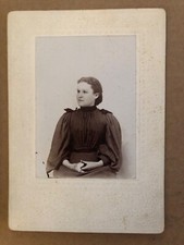PHOTO CABINET CARD Young Lady Fancy Dress Holding Book Fancy