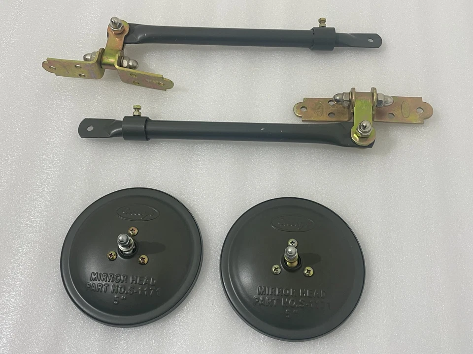 For Jeep Willys Adjustable Arm Mirror Bracket Kit 5" Mirror Vintage — 第 3/4 张图片