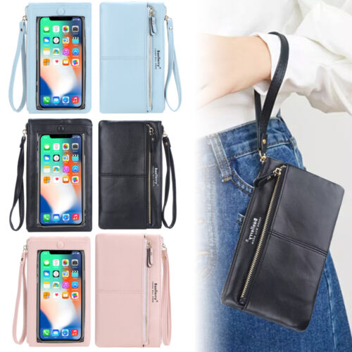 Womens Clutch Touch Screen Leather Wallet Long Card Holder Phone Purse Handbag