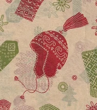 Winter Caps & Mittens on Kraft / Tan Tissue Paper # 919 ~ 10 Large Sheets