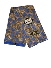 Ankara African wax print fabric 6 yards/cotton Blue and Brown