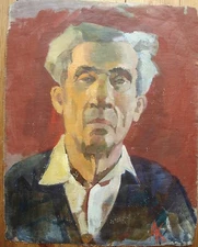 Ukrainian Soviet Oil Painting male portrait Postimpressionism man 