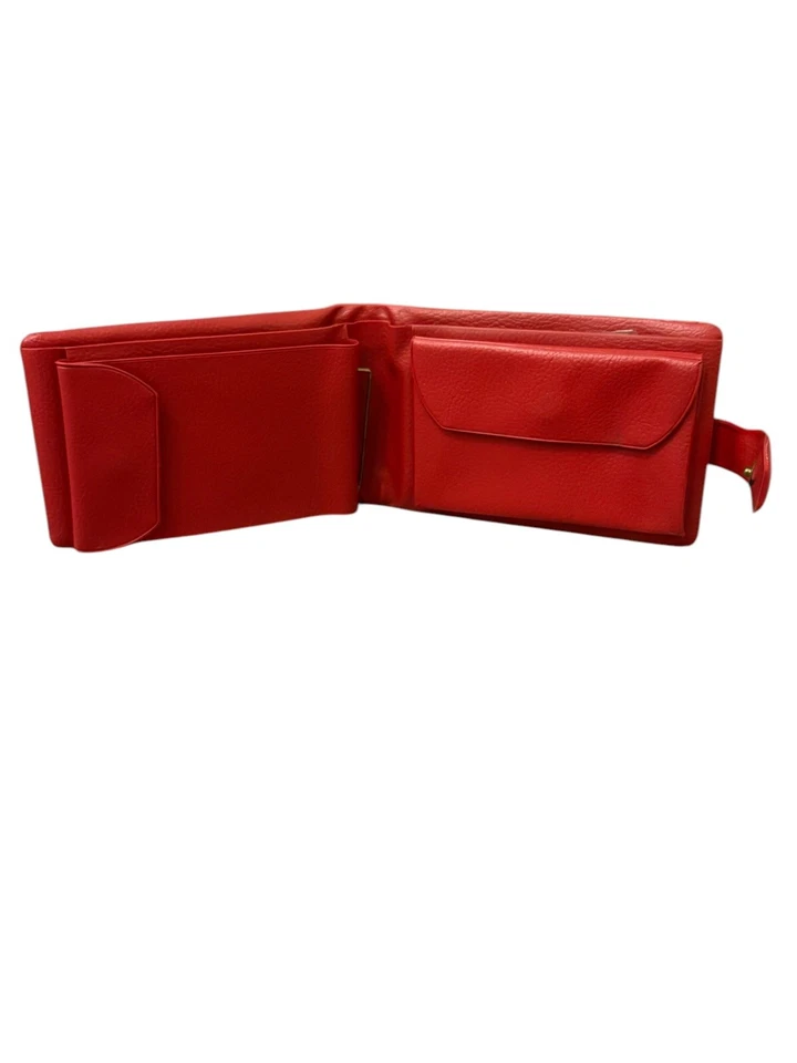 Cartera Monedero Vintage Kitsch 60’s 70’s Flor Roja Vinilo Cambio Monedero USADA Foto 4 de 4