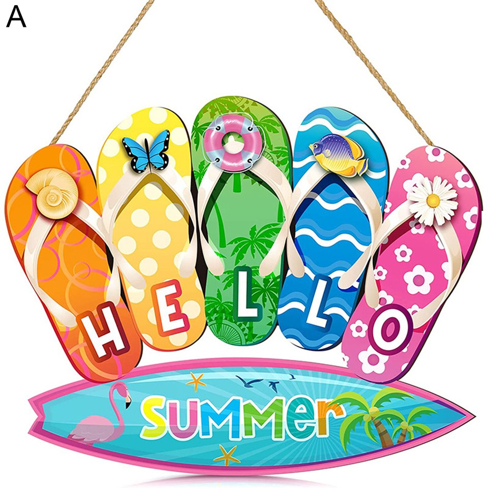 Hanging Plaque Eyecatching Home Decor Wooden Summer Flip Flop Door