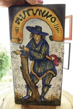 ITALY ceramic terra cotta tile 6"x12" Antica hand painted AUTUNNO Autumn