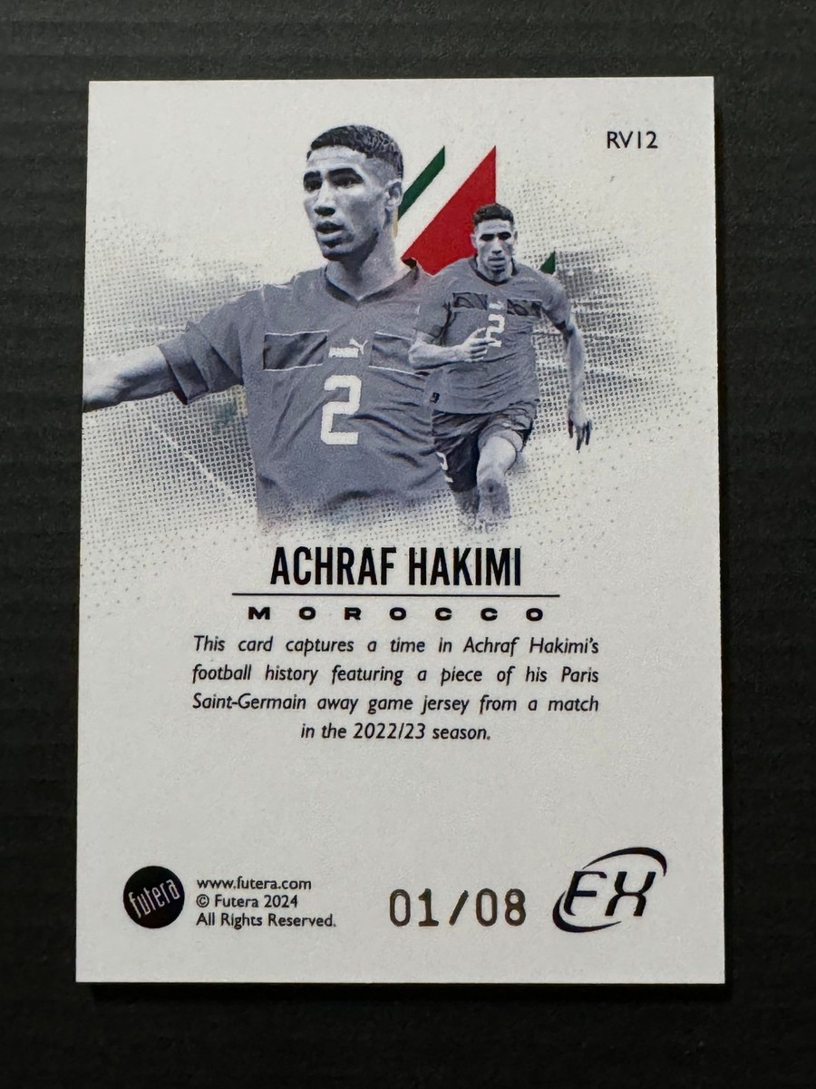 フテラ2024　1of1 モロッコ　HAKIMI AMRABAT メモラ 2024 Futera FX Revered Game Worn Jersey (PSG) Achraf Hakimi 01/08