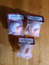 Lot of 3 Fibre Crafts 2.5" Granny Doll Heads Blue Eyes White Hair Glasses -New