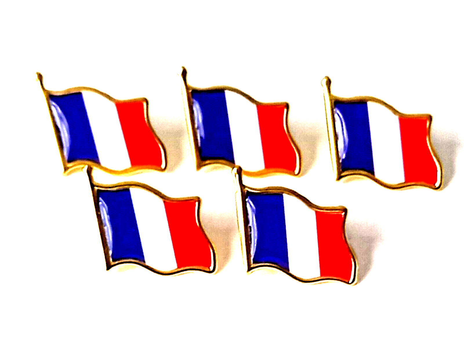 French Flag Lapel Pin Set - 5 Patriotic France Brooches
