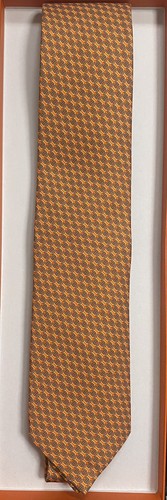 HERMES 646032 OA Orange 100% Silk tie new in box with tags - Picture 6 of 6