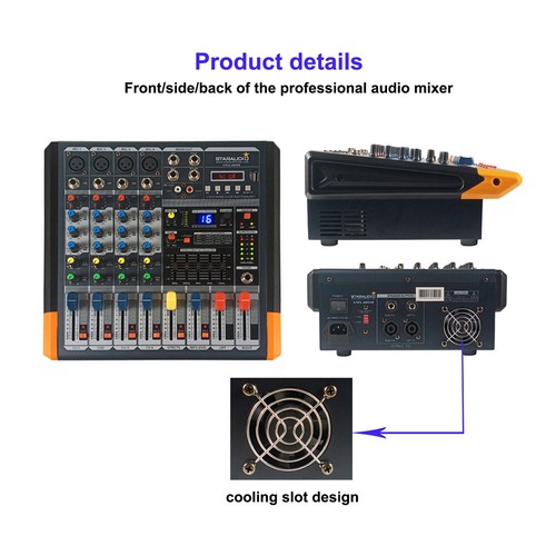4 Channel Audio Powered DJ Mixer USB Bluetooth Home Studio Mixing UHF Microphone - Picture 7 of 12