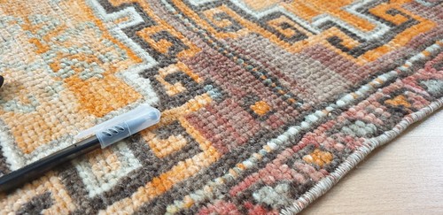 Small old Turkish handwoven rug 44x66 cm Vintage Boho Home Decor - Picture 6 of 8