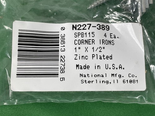 lot of 4 packs National Hardware Corner Braces 1" x 1/2" Zinc Plated N227-389 - Picture 2 of 3