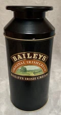 Vintage Baileys Irish Cream 10in EMPTY Metal Black Milk Can Tin Preowned