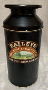 Vintage Baileys Irish Cream 10in EMPTY Metal Black Milk Can Tin Preowned