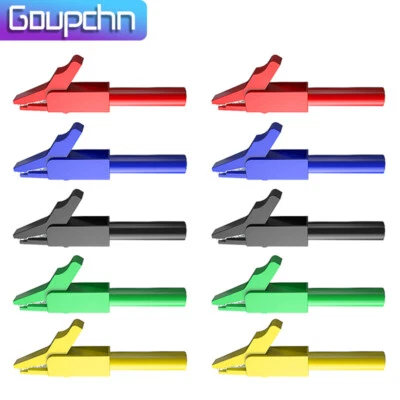 GOUPCHN 10PCS Insulated Alligator Clip to 4mm Banana Female Jack Copper Crocodile Clamps