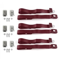 Ford Truck 1961 - 1966  Standard 2pt BURG Lap Bench Blt Kit w/BKTS 3 Belts